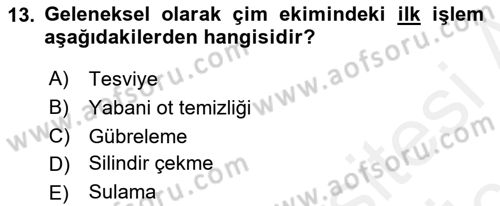 Peyzaj Çevre ve Tarım Dersi 2017 - 2018 Yılı 3 Ders Sınavı 13. Soru