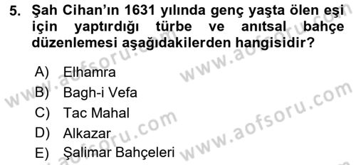 Peyzaj Çevre ve Tarım Dersi 2017 - 2018 Yılı 3 Ders Sınavı 5. Soru