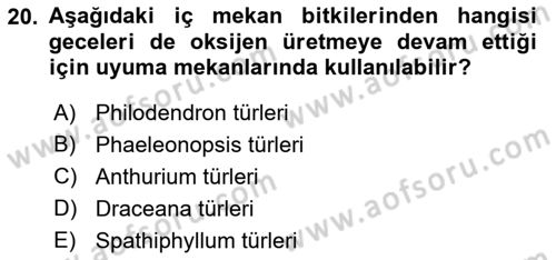 Peyzaj Çevre ve Tarım Dersi 2017 - 2018 Yılı (Final) Dönem Sonu Sınavı 20. Soru