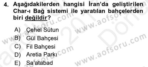 Peyzaj Çevre ve Tarım Dersi 2017 - 2018 Yılı (Final) Dönem Sonu Sınavı 4. Soru