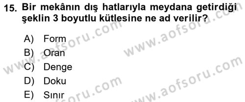 Peyzaj Çevre ve Tarım Dersi 2018 - 2019 Yılı 3 Ders Sınavı 15. Soru