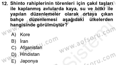 Peyzaj Çevre ve Tarım Dersi 2018 - 2019 Yılı (Vize) Ara Sınavı 12. Soru