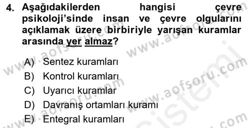 Peyzaj Çevre ve Tarım Dersi 2018 - 2019 Yılı (Vize) Ara Sınavı 4. Soru