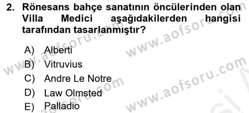 Peyzaj Çevre ve Tarım Dersi 2018 - 2019 Yılı (Final) Dönem Sonu Sınavı 2. Soru