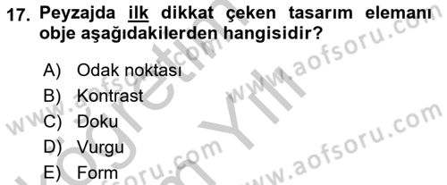 Peyzaj Çevre ve Tarım Dersi 2018 - 2019 Yılı Yaz Okulu Sınav Soruları 17. Soru