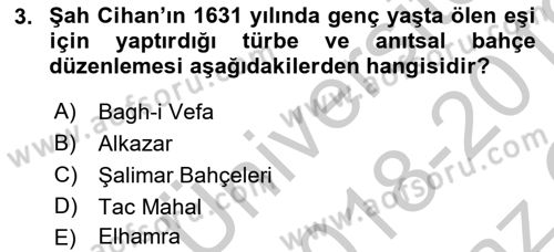 Peyzaj Çevre ve Tarım Dersi 2018 - 2019 Yılı Yaz Okulu Sınavı 3. Soru