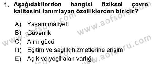 Peyzaj Çevre ve Tarım Dersi 2020 - 2021 Yılı Yaz Okulu Sınavı 1. Soru