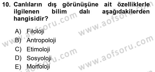 Peyzaj Çevre ve Tarım Dersi 2020 - 2021 Yılı Yaz Okulu Sınavı 10. Soru