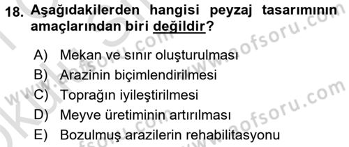 Peyzaj Çevre ve Tarım Dersi 2020 - 2021 Yılı Yaz Okulu Sınavı 18. Soru