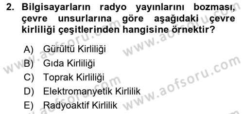 Peyzaj Çevre ve Tarım Dersi 2020 - 2021 Yılı Yaz Okulu Sınavı 2. Soru