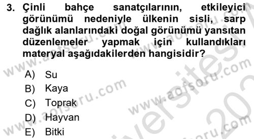 Peyzaj Çevre ve Tarım Dersi 2020 - 2021 Yılı Yaz Okulu Sınavı 3. Soru