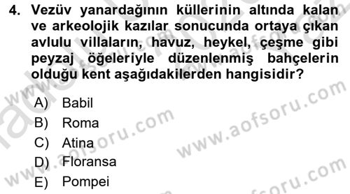 Peyzaj Çevre ve Tarım Dersi 2020 - 2021 Yılı Yaz Okulu Sınavı 4. Soru