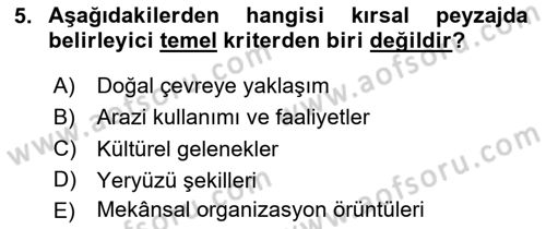 Peyzaj Çevre ve Tarım Dersi 2020 - 2021 Yılı Yaz Okulu Sınavı 5. Soru