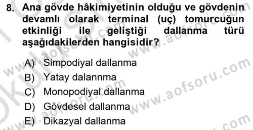 Peyzaj Çevre ve Tarım Dersi 2020 - 2021 Yılı Yaz Okulu Sınavı 8. Soru