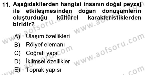 Peyzaj Çevre ve Tarım Dersi 2021 - 2022 Yılı (Vize) Ara Sınav Soruları 11. Soru