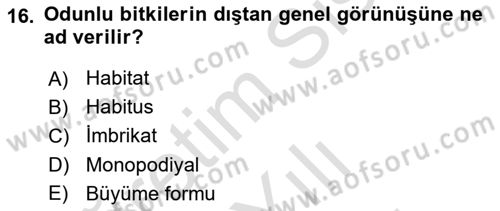 Peyzaj Çevre ve Tarım Dersi 2021 - 2022 Yılı (Vize) Ara Sınav Soruları 16. Soru