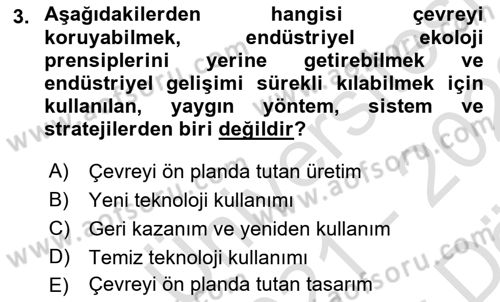 Peyzaj Çevre ve Tarım Dersi 2021 - 2022 Yılı (Vize) Ara Sınav Soruları 3. Soru