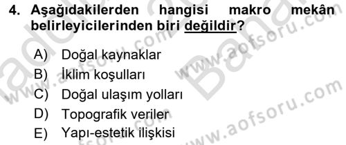 Peyzaj Çevre ve Tarım Dersi 2021 - 2022 Yılı (Vize) Ara Sınav Soruları 4. Soru