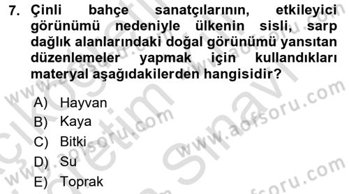Peyzaj Çevre ve Tarım Dersi 2021 - 2022 Yılı (Vize) Ara Sınav Soruları 7. Soru