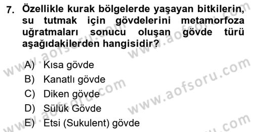 Peyzaj Çevre ve Tarım Dersi 2021 - 2022 Yılı (Final) Dönem Sonu Sınavı 7. Soru