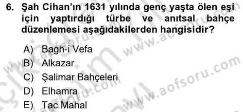 Peyzaj Çevre ve Tarım Dersi 2021 - 2022 Yılı Yaz Okulu Sınavı 6. Soru