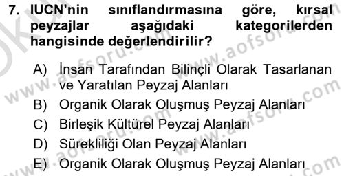 Peyzaj Çevre ve Tarım Dersi 2021 - 2022 Yılı Yaz Okulu Sınavı 7. Soru