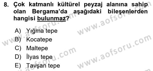 Peyzaj Çevre ve Tarım Dersi 2021 - 2022 Yılı Yaz Okulu Sınavı 8. Soru