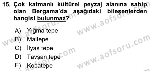 Peyzaj Çevre ve Tarım Dersi 2023 - 2024 Yılı (Vize) Ara Sınavı 15. Soru