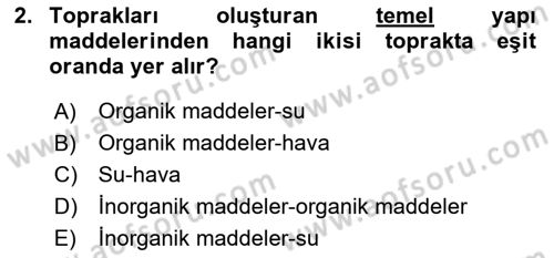 Peyzaj Çevre ve Tarım Dersi 2023 - 2024 Yılı (Vize) Ara Sınavı 2. Soru