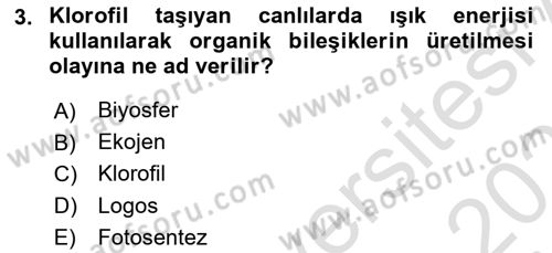 Peyzaj Çevre ve Tarım Dersi 2023 - 2024 Yılı (Vize) Ara Sınavı 3. Soru