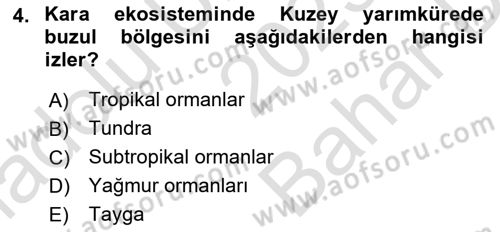 Peyzaj Çevre ve Tarım Dersi 2023 - 2024 Yılı (Vize) Ara Sınavı 4. Soru