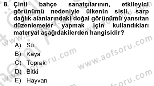 Peyzaj Çevre ve Tarım Dersi 2023 - 2024 Yılı (Vize) Ara Sınavı 8. Soru