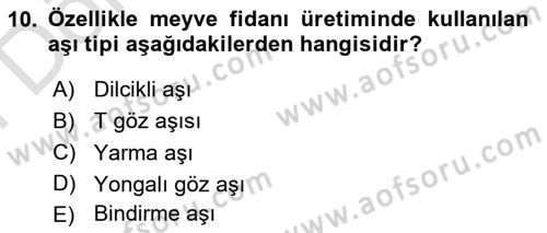 Peyzaj Çevre ve Tarım Dersi 2023 - 2024 Yılı (Final) Dönem Sonu Sınavı 10. Soru