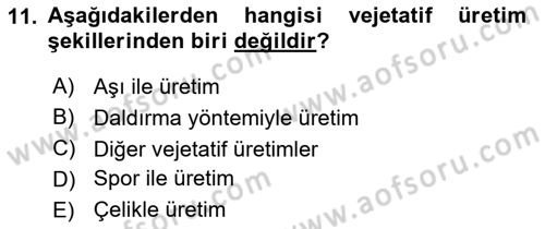 Peyzaj Çevre ve Tarım Dersi 2023 - 2024 Yılı (Final) Dönem Sonu Sınavı 11. Soru