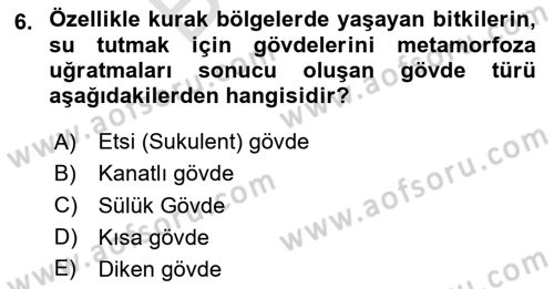 Peyzaj Çevre ve Tarım Dersi 2023 - 2024 Yılı (Final) Dönem Sonu Sınavı 6. Soru