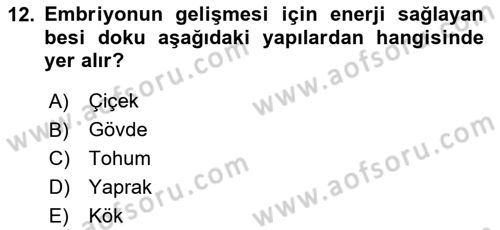 Peyzaj Çevre ve Tarım Dersi 2023 - 2024 Yılı Yaz Okulu Sınav Soruları 12. Soru