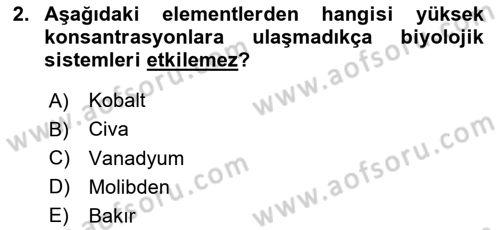 Peyzaj Çevre ve Tarım Dersi 2023 - 2024 Yılı Yaz Okulu Sınav Soruları 2. Soru