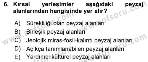 Peyzaj Çevre ve Tarım Dersi 2023 - 2024 Yılı Yaz Okulu Sınav Soruları 6. Soru