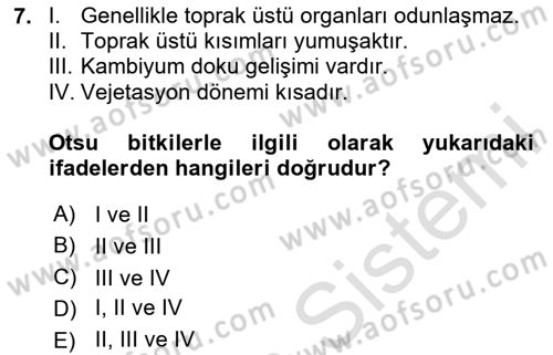 Peyzaj Çevre ve Tarım Dersi 2023 - 2024 Yılı Yaz Okulu Sınav Soruları 7. Soru