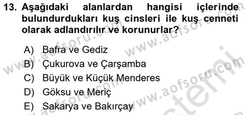 Peyzaj Çevre ve Tarım Dersi 2024 - 2025 Yılı (Vize) Ara Sınav Soruları 13. Soru