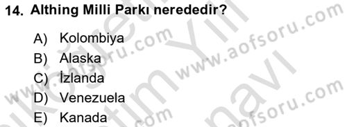 Peyzaj Çevre ve Tarım Dersi 2024 - 2025 Yılı (Vize) Ara Sınav Soruları 14. Soru