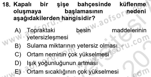 Peyzaj Çevre ve Tarım Dersi 2024 - 2025 Yılı (Final) Dönem Sonu Sınav Soruları 18. Soru