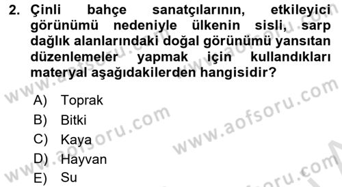 Peyzaj Çevre ve Tarım Dersi 2024 - 2025 Yılı (Final) Dönem Sonu Sınav Soruları 2. Soru