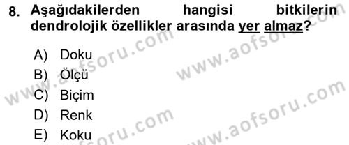 Peyzaj Çevre ve Tarım Dersi 2024 - 2025 Yılı (Final) Dönem Sonu Sınav Soruları 8. Soru