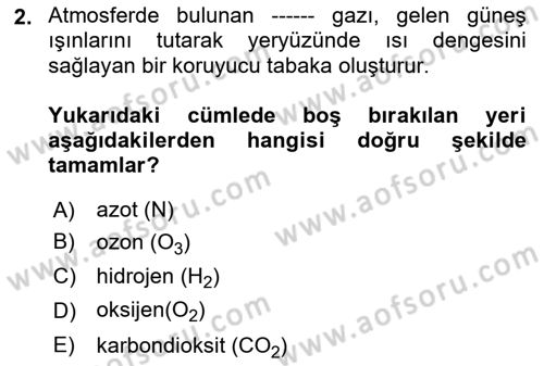 Peyzaj Çevre ve Tarım Dersi 2025 - 2026 Yılı (Vize) Ara Sınav Soruları 2. Soru