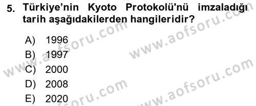 Peyzaj Çevre ve Tarım Dersi 2025 - 2026 Yılı (Vize) Ara Sınav Soruları 5. Soru