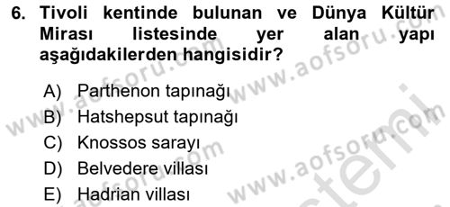 Peyzaj Çevre ve Tarım Dersi 2025 - 2026 Yılı (Vize) Ara Sınav Soruları 6. Soru