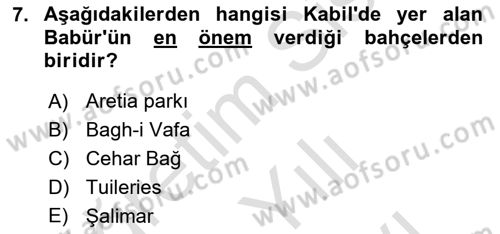 Peyzaj Çevre ve Tarım Dersi 2025 - 2026 Yılı (Vize) Ara Sınav Soruları 7. Soru