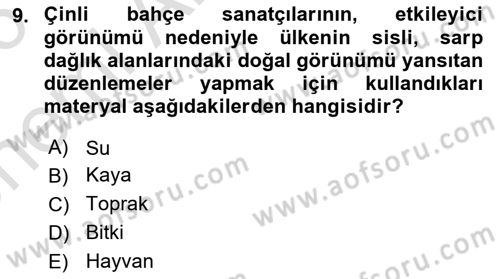 Peyzaj Çevre ve Tarım Dersi 2025 - 2026 Yılı (Vize) Ara Sınav Soruları 9. Soru