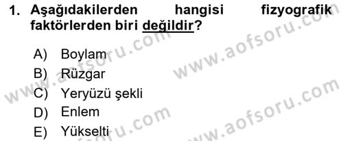 Peyzaj Çevre ve Tarım Dersi 2025 - 2026 Yılı (Final) Dönem Sonu Sınav Soruları 1. Soru